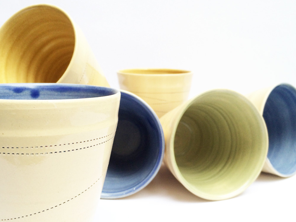 Neolith Becher mit Intarsien