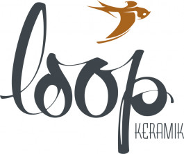 loopKeramik Atelier Schriftzug mit Schwalbe